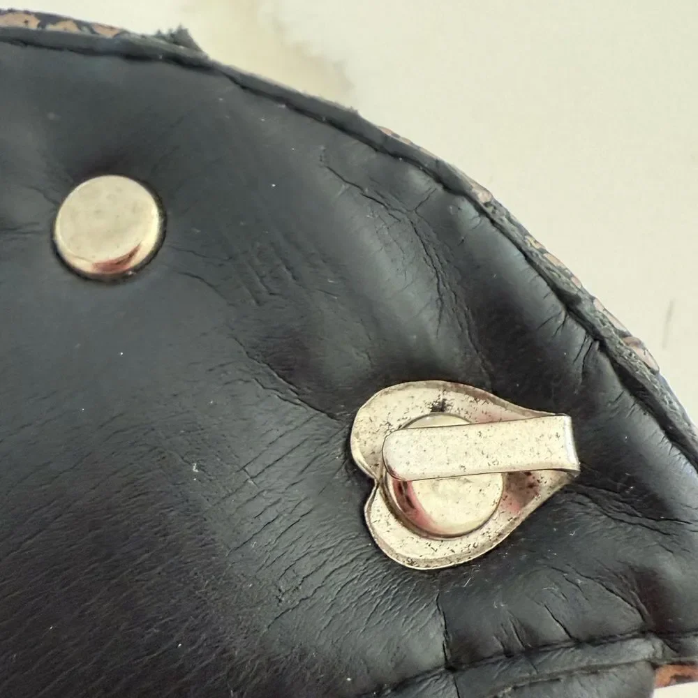 VINTAGE 80s Gold Embossed Waist Belt Bow & Buttons
